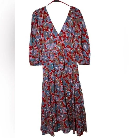 Caroline Constas Red and Blue Floral Long Sleeve Dress - Picture 2 of 8